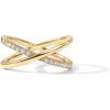 PAVOI 14K Gold Plated X Ring | Simulated Pavé Diamond CZ Criss Cross Ring for Women(Yellow Gold)