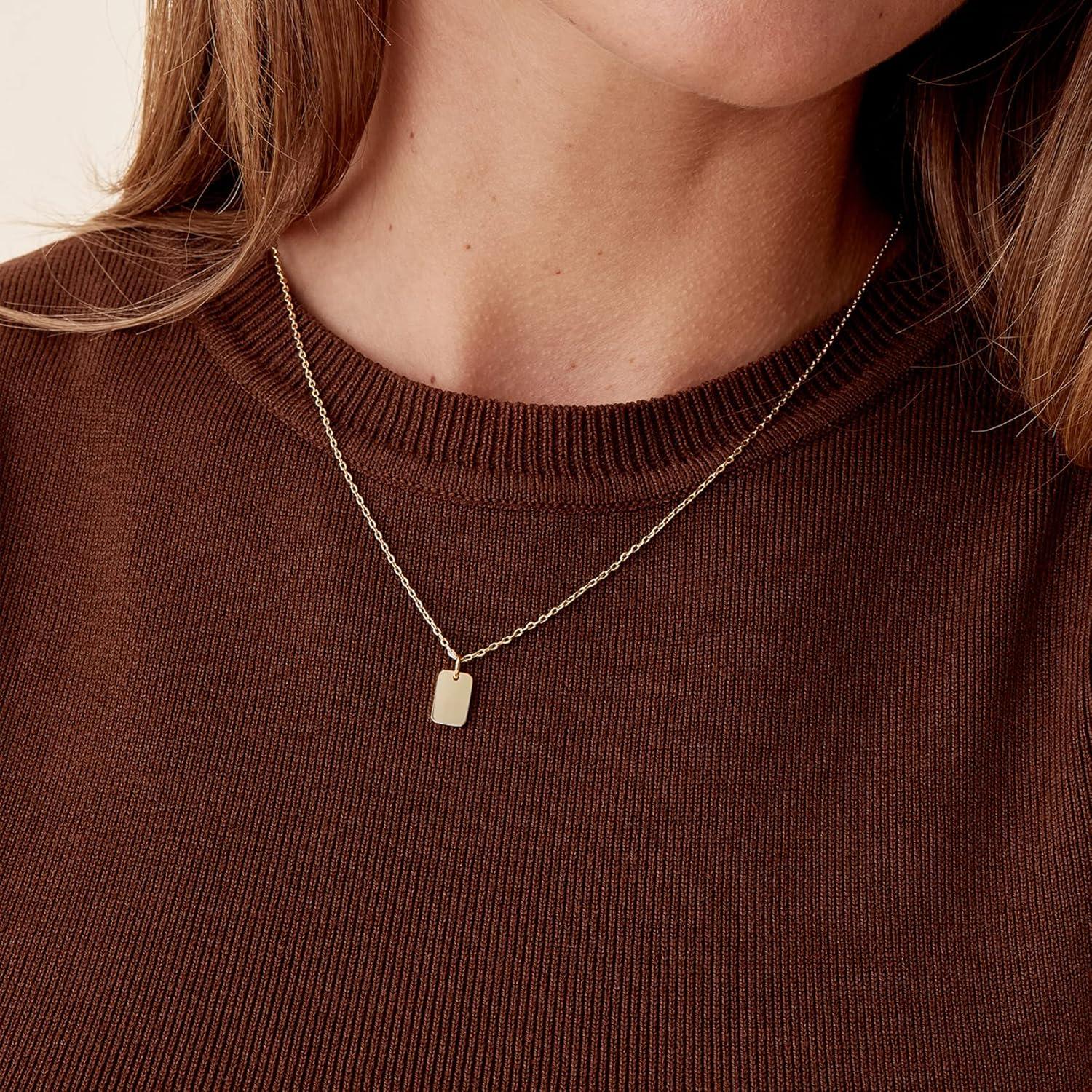imagePAVOI 14K Gold Plated Dainty Cubic Zirconia Pendant Necklace for Women Dot Elephant Butterfly Pineapple Lock Knot Palm Tree Bow Smiley Pendant Layering Chain NecklacesYellow Gold