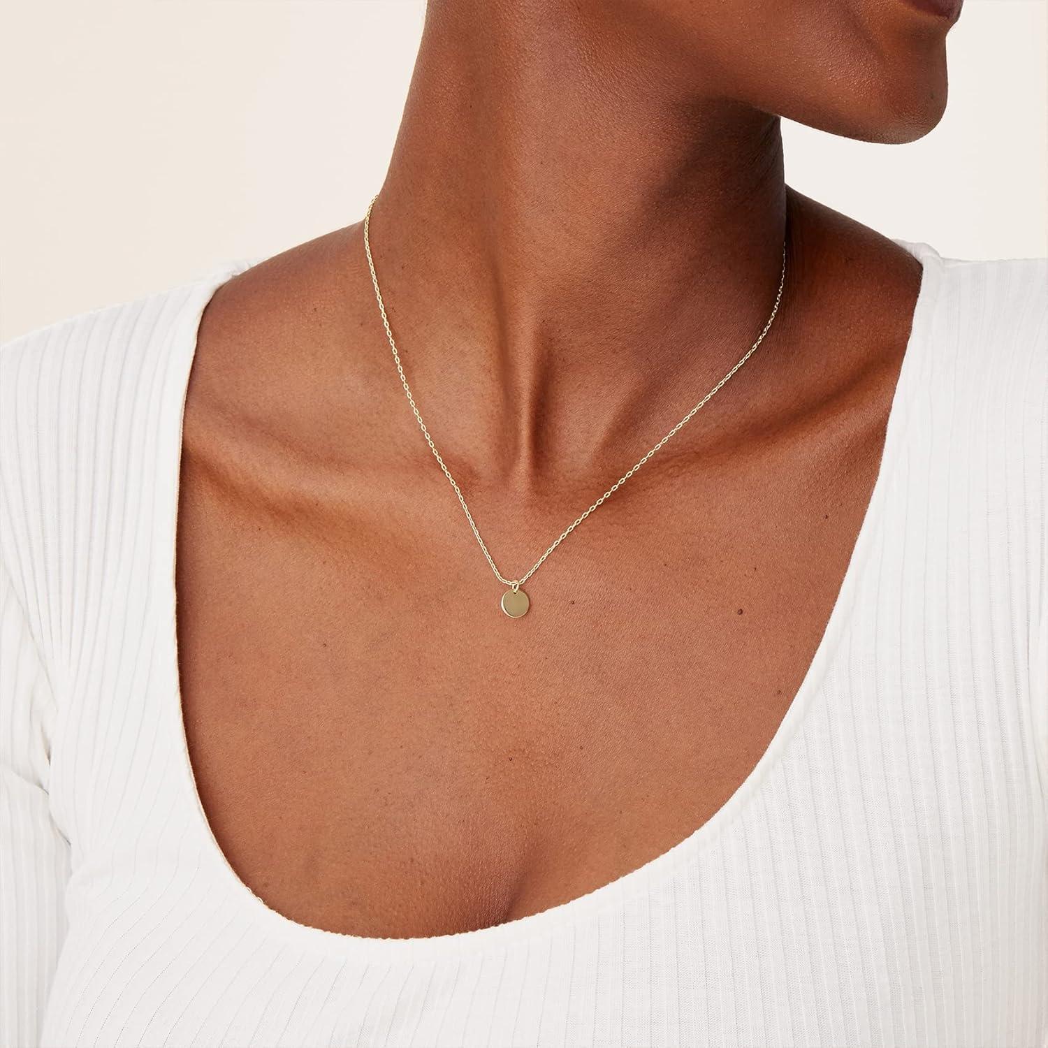 imagePAVOI 14K Gold Plated Dainty Cubic Zirconia Pendant Necklace for Women Dot Elephant Butterfly Pineapple Lock Knot Palm Tree Bow Smiley Pendant Layering Chain NecklacesYellow Gold
