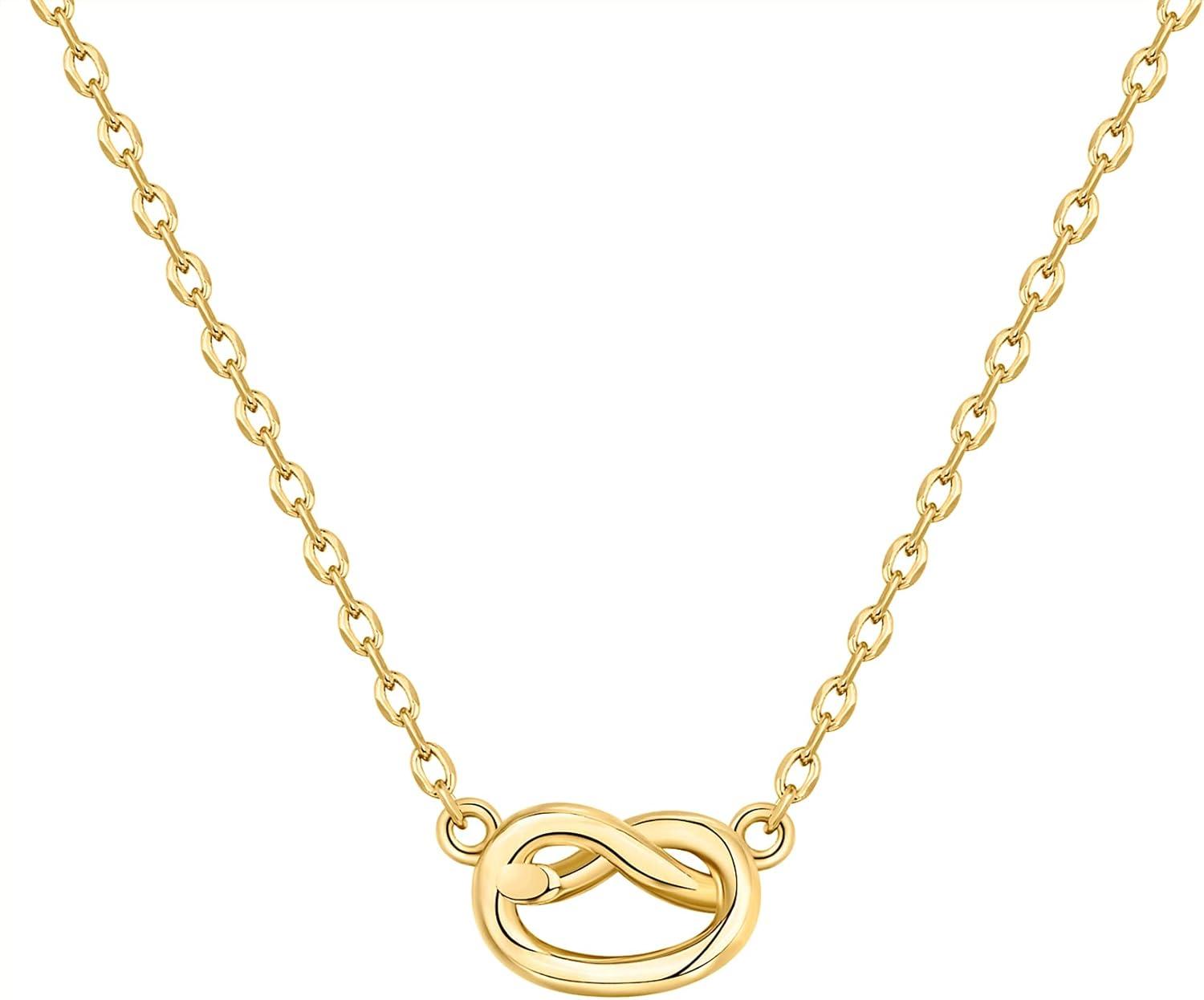 imagePAVOI 14K Gold Plated Dainty Cubic Zirconia Pendant Necklace for Women Dot Elephant Butterfly Pineapple Lock Knot Palm Tree Bow Smiley Pendant Layering Chain NecklacesYellow Gold