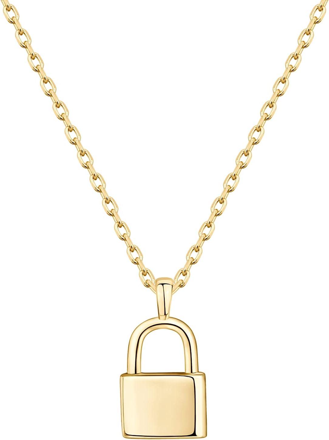 imagePAVOI 14K Gold Plated Dainty Cubic Zirconia Pendant Necklace for Women Dot Elephant Butterfly Pineapple Lock Knot Palm Tree Bow Smiley Pendant Layering Chain NecklacesYellow Gold