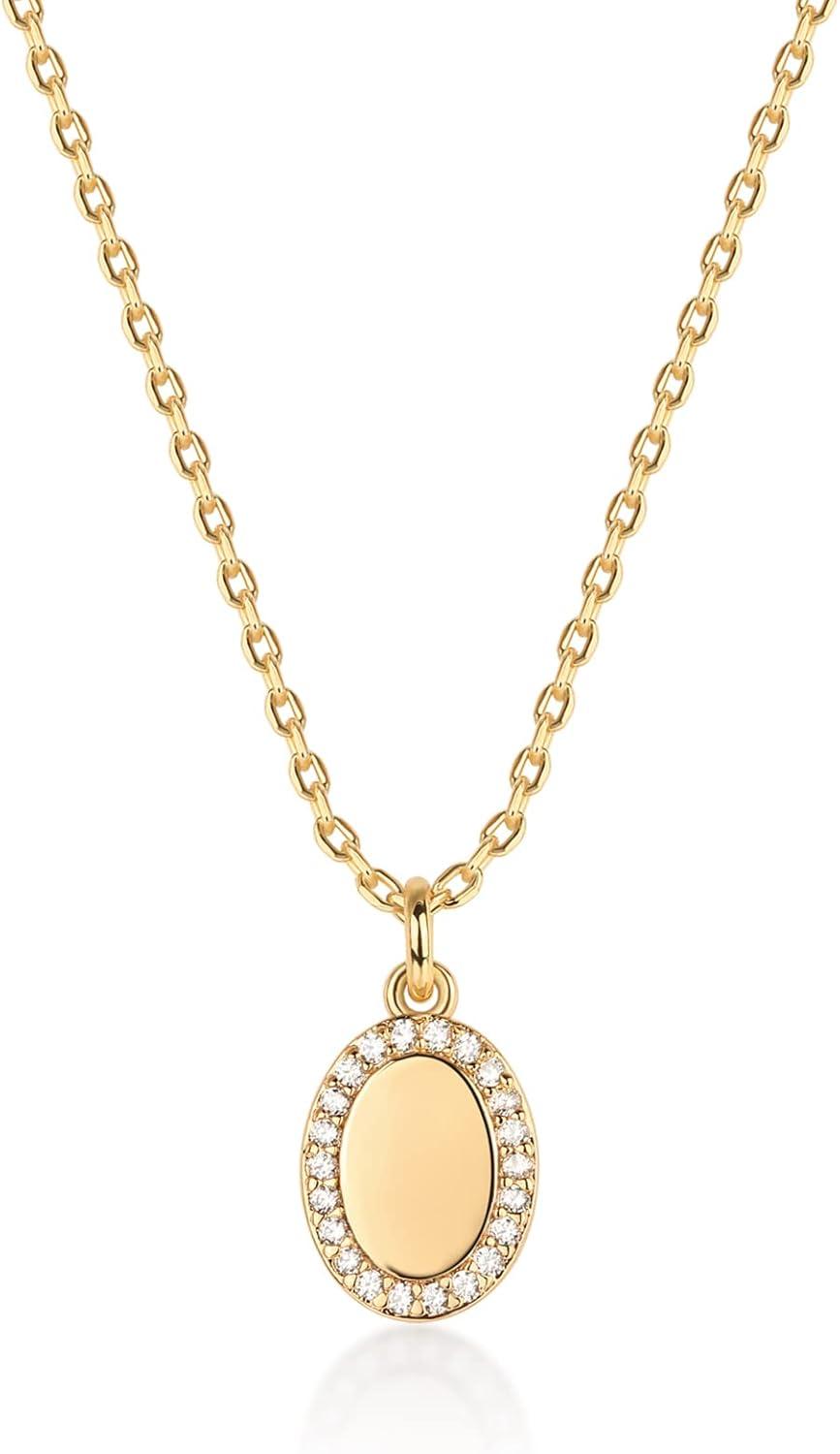 imagePAVOI 14K Gold Plated Dainty Cubic Zirconia Pendant Necklace for Women Dot Elephant Butterfly Pineapple Lock Knot Palm Tree Bow Smiley Pendant Layering Chain NecklacesYellow Gold