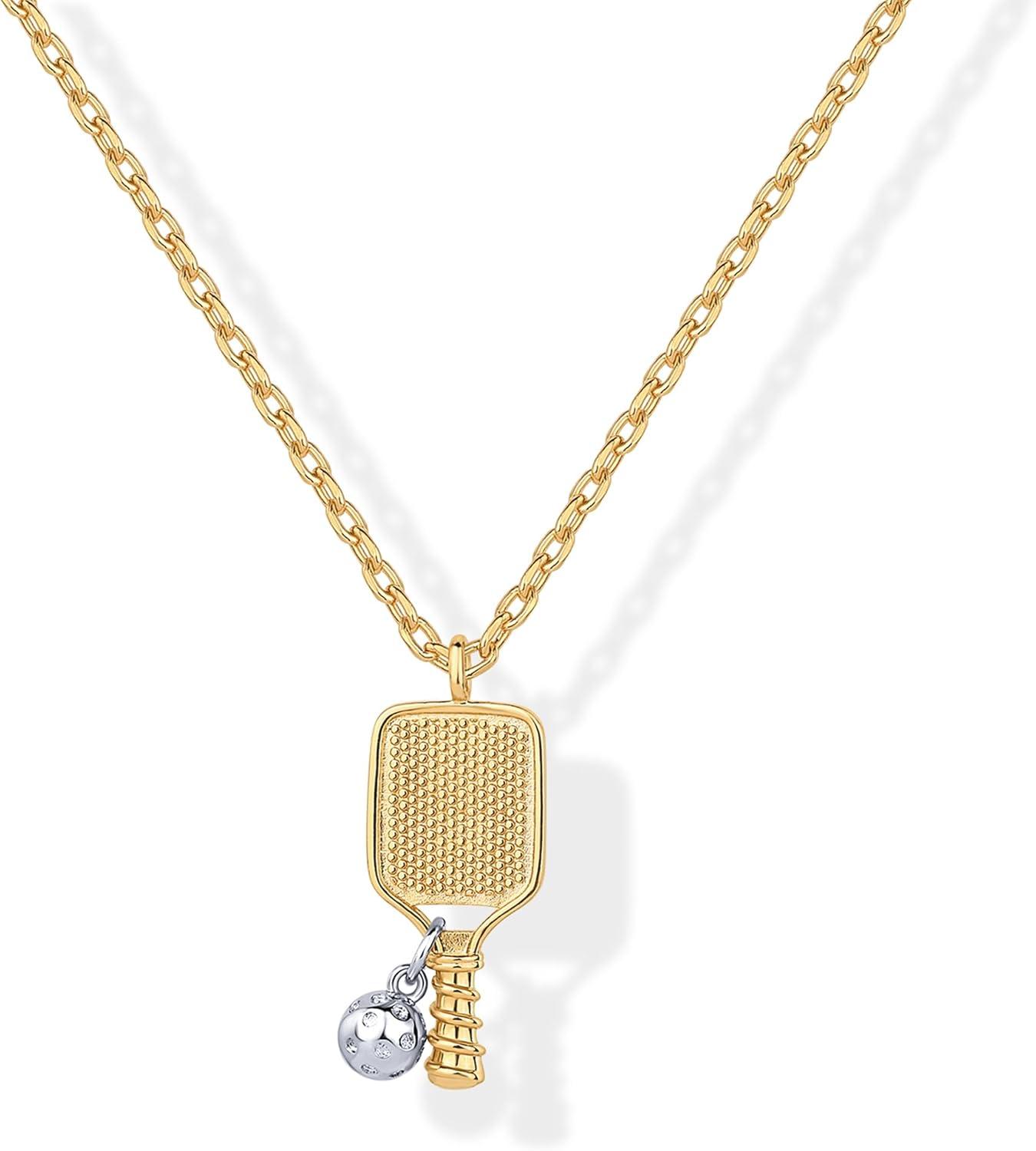 imagePAVOI 14K Gold Plated Dainty Cubic Zirconia Pendant Necklace for Women Dot Elephant Butterfly Pineapple Lock Knot Palm Tree Bow Smiley Pendant Layering Chain NecklacesYellow Gold