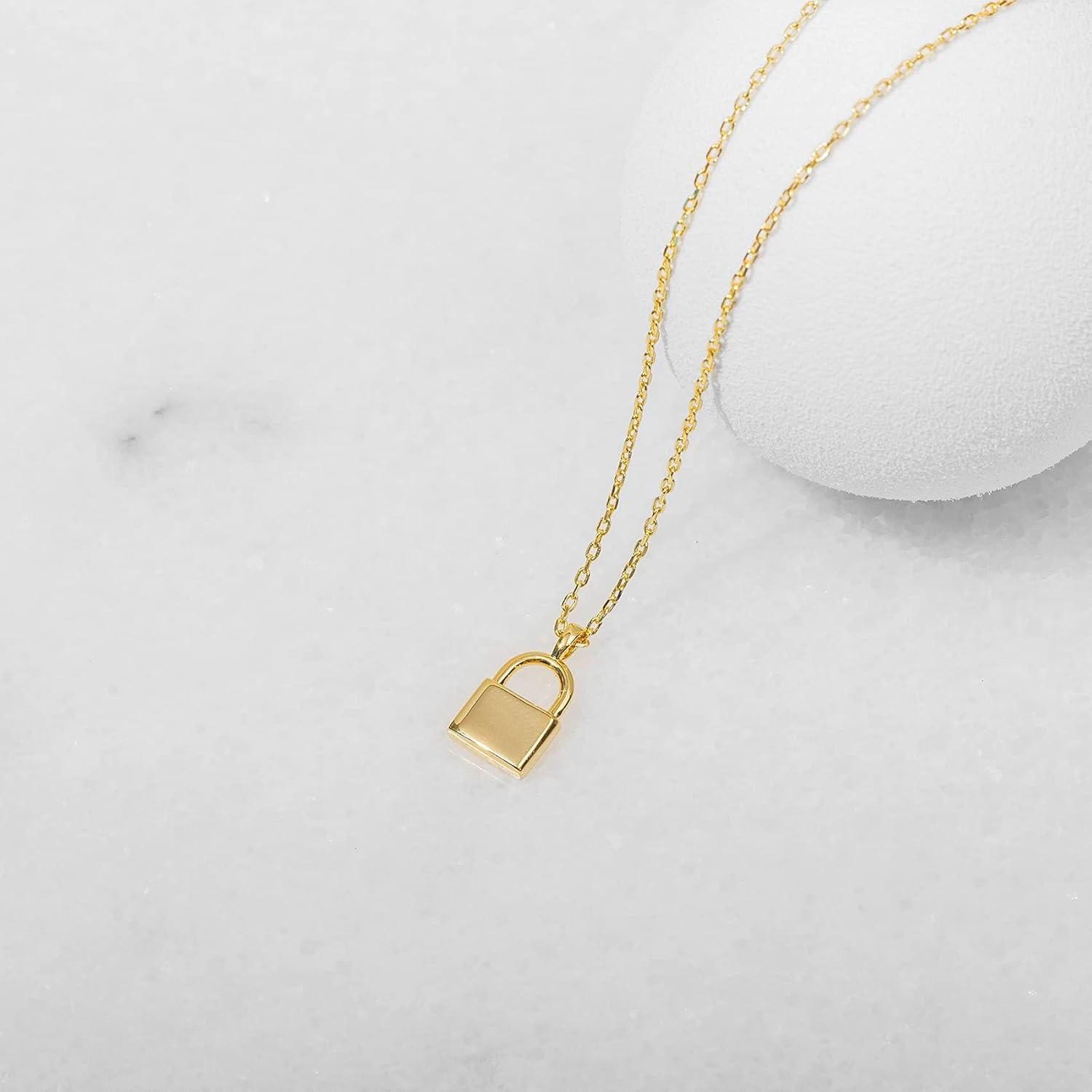 imagePAVOI 14K Gold Plated Dainty Cubic Zirconia Pendant Necklace for Women Dot Elephant Butterfly Pineapple Lock Knot Palm Tree Bow Smiley Pendant Layering Chain NecklacesYellow Gold