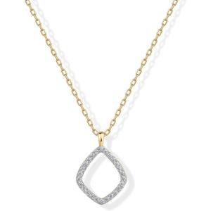 PAVOI 14K Gold Plated Two Toned Mixed Metals Diamond Shaped Dangle Pendant Necklace for Women with Cubic Zirconia | Geometric Necklace(Two Toned)
