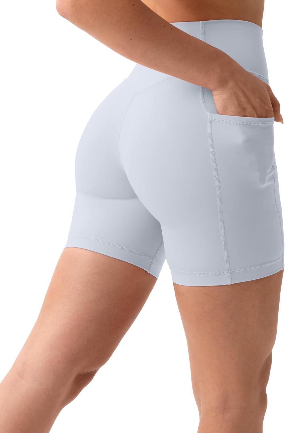 imagePAVOI ACTIVE Shorts with Pockets Compressive High Waisted Butt Sculpting 4 amp 6 Womens Biker Shorts HiPerform XXS to 3XSilver