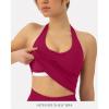 PAVOI ACTIVE Workout Halter Tops for Women Built in Bra – Low Support V Neck Backless Sports Tank Top Shelf Bra – HiPerform(Berry)