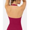 PAVOI ACTIVE Workout Halter Tops for Women Built in Bra – Low Support V Neck Backless Sports Tank Top Shelf Bra – HiPerform(Berry)