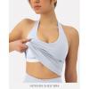 PAVOI ACTIVE Workout Halter Tops for Women Built in Bra – Low Support V Neck Backless Sports Tank Top Shelf Bra – HiPerform(Silver)