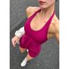 PAVOI ACTIVE Workout Halter Tops for Women Built in Bra – Low Support V Neck Backless Sports Tank Top Shelf Bra – HiPerform(Thunder)