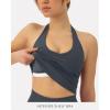 PAVOI ACTIVE Workout Halter Tops for Women Built in Bra – Low Support V Neck Backless Sports Tank Top Shelf Bra – HiPerform(Thunder)