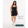 PAVOI ACTIVE Workout One-Piece for Women – Square Neck Gym Bodysuit Built-In Shelf Bra 5″ Romper Jumpsuit Shorts – HiPerform(Black)