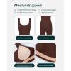 PAVOI ACTIVE Workout One-Piece for Women – Square Neck Gym Bodysuit Built-In Shelf Bra 5″ Romper Jumpsuit Shorts – HiPerform(Cocoa)