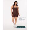 PAVOI ACTIVE Workout One-Piece for Women – Square Neck Gym Bodysuit Built-In Shelf Bra 5″ Romper Jumpsuit Shorts – HiPerform(Cocoa)