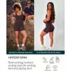 PAVOI ACTIVE Workout One-Piece for Women – Square Neck Gym Bodysuit Built-In Shelf Bra 5″ Romper Jumpsuit Shorts – HiPerform(Navy Blue)