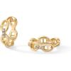 PAVOI 14K Gold Plated Sterling Silver Posts Cubic Zirconia Chained Huggie Earrings for Women | Small CZ Chain Hoops(Yellow Gold)