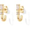 PAVOI 18K Gold Plated 925 Sterling Silver Posts Cubic Zirconia Half Huggie Earrings | Small Hoop Earrings for Women | Constellation Baguette CZ Dainty Stud Cuff Earring(Yellow Gold)