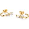 PAVOI 18K Gold Plated 925 Sterling Silver Posts Cubic Zirconia Half Huggie Earrings | Small Hoop Earrings for Women | Constellation Baguette CZ Dainty Stud Cuff Earring(Yellow Gold)