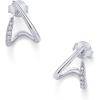 PAVOI 14K Gold Plated Stud Earrings for Women – Minimalist Gold Huggie Hoop Earrings with Round Cubic Zirconia – Hypoallergenic Dainty Trendy Jewelry(White Gold)