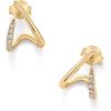 PAVOI 14K Gold Plated Stud Earrings for Women – Minimalist Gold Huggie Hoop Earrings with Round Cubic Zirconia – Hypoallergenic Dainty Trendy Jewelry(Yellow Gold)