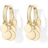 PAVOI Waterproof Gold Dangle Earrings for Women – Rhodium Plated Round Charm Drop Dangle Huggie Earrings – Dainty Lightweight Stainless Steel Trendy Summer Jewelry – White(Yellow Gold)