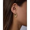 PAVOI Waterproof Gold Dangle Earrings for Women – Rhodium Plated Round Charm Drop Dangle Huggie Earrings – Dainty Lightweight Stainless Steel Trendy Summer Jewelry – White(Yellow Gold)