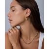 PAVOI Waterproof Gold Dangle Earrings for Women – Rhodium Plated Round Charm Drop Dangle Huggie Earrings – Dainty Lightweight Stainless Steel Trendy Summer Jewelry – White(Yellow Gold)