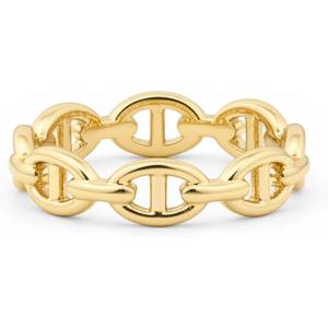 PAVOI Waterproof Link Ring – 14K Gold Plated Link Chain Ring for Women – Stackable Stainless Steel Thin Trendy Jewelry(Yellow Gold)
