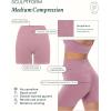 PAVOI ACTIVE Seamless Shorts | Sculpting Compression High Waisted 4.5″ & 6″ Scrunch Butt Ribbed SculptForm Biker Shorts(Stone)