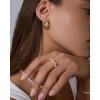 PAVOI Waterproof Gold Hoop Earrings for Women – Rhodium Plated Chunky Huggie Hoop Earrings with Cubic Zirconia Starburst – Stainless Steel Trendy Summer Fashion Jewelry – White(Yellow Gold)