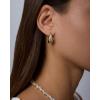 PAVOI Waterproof Gold Hoop Earrings for Women – Rhodium Plated Chunky Huggie Hoop Earrings with Cubic Zirconia Starburst – Stainless Steel Trendy Summer Fashion Jewelry – White(White Gold)