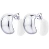 PAVOI Waterproof Hoop Earrings for Women – 14K Gold Plated Chunky, Dome, Square, Twisted Huggie Hoops – Stainless Steel Gold Earrings Bold Jewelry(White Gold)