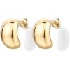 PAVOI Waterproof Hoop Earrings for Women – 14K Gold Plated Chunky, Dome, Square, Twisted Huggie Hoops – Stainless Steel Gold Earrings Bold Jewelry(Yellow Gold)