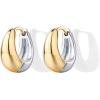 PAVOI Waterproof Reversible Chunky Hoop Earrings with Mixed Metals – 14K Gold Plated Thick Two Tone Hoop Earrings Two Ways – Stainless Steel Hypoallergenic Statement Jewelry – 12mm(12 Millimeters)