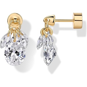 PAVOI 14K Gold Plated Stud Earrings for Women – Dangle Drop Cubic Zirconia Flatback Gold Stud Earrings – Marquise & Pear CZ – Hypoallergenic Multiple Piercing Earscape Trendy Jewelry(Yellow Gold)