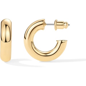PAVOI Chunky Gold Hoop Earrings for Women, Lightweight 14K Gold Plated | Gold Hoops, Gold Plated Earrings, Womens Earrings, 14K Gold Hoop Earrings(Yellow Gold)