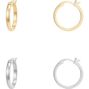 PAVOI Gold Hoop Earrings for Women, 14K Gold Plated Lightweight Hoops | Silver Hoop Earrings for Women, Gold Hoops, Hoop Earrings for Women, 925 Sterling Silver Posts(Yellow & White Gold)