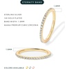 PAVOI 925 Sterling Silver Wedding Band for Women, 14K Gold Plated CZ Ring(3-Pack Multicolor)
