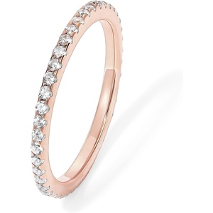 PAVOI 925 Sterling Silver Wedding Band for Women, 14K Gold Plated CZ Ring(1-Pack Rose Gold)