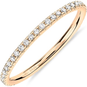 PAVOI 925 Sterling Silver Wedding Band for Women, 14K Gold Plated CZ Ring(1-Pack Yellow Gold)
