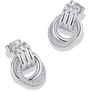 PAVOI Dangle CZ Knot Earrings for Women, 14K Plated Chunky Gold Earrings(White Gold)