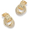 PAVOI Dangle CZ Knot Earrings for Women, 14K Plated Chunky Gold Earrings(Yellow Gold)