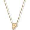 PAVOI Initial Necklace for Women, 14K Gold Plated CZ Bubble Letter Pendant(Yellow Gold)