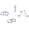 PAVOI Pack of 3 Huggie Earrings for Women, 14K Gold Plated Earring Stacks(White Gold)