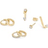 PAVOI Pack of 3 Huggie Earrings for Women, 14K Gold Plated Earring Stacks(Yellow Gold)